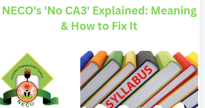 NECO's 'No CA3' Explained: Meaning & How to Fix It